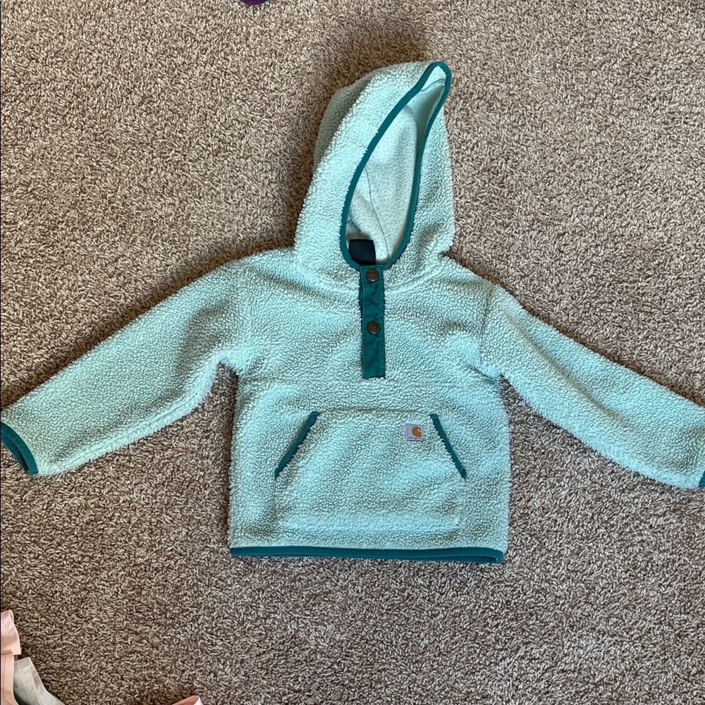 Carhartt Kids Light Teal Sherpa Hoodie with Dark Teal Trim